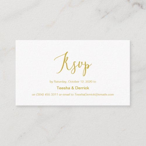 Modern Gold minimalism typeface Wedding RSVP Enclosure Card