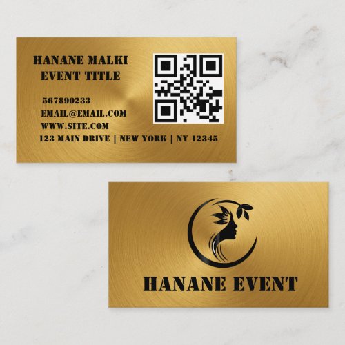 Modern Gold Minimalist QR Code Business Card