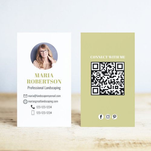 Modern Gold Minimalist QR Code Social Media Business Card