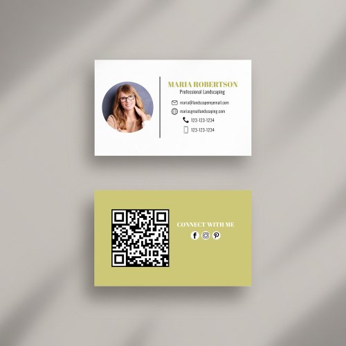 Modern Gold Minimalist QR Code Social Media Business Card