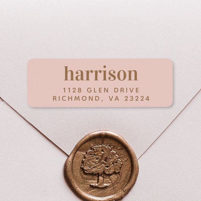 Modern Gold Monogram Blush Pink Return Address Label (Creator Uploaded)