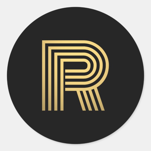 Modern Gold Monogram Classic Round Sticker (Front)