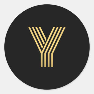 Modern Gold Monogram Classic Round Sticker