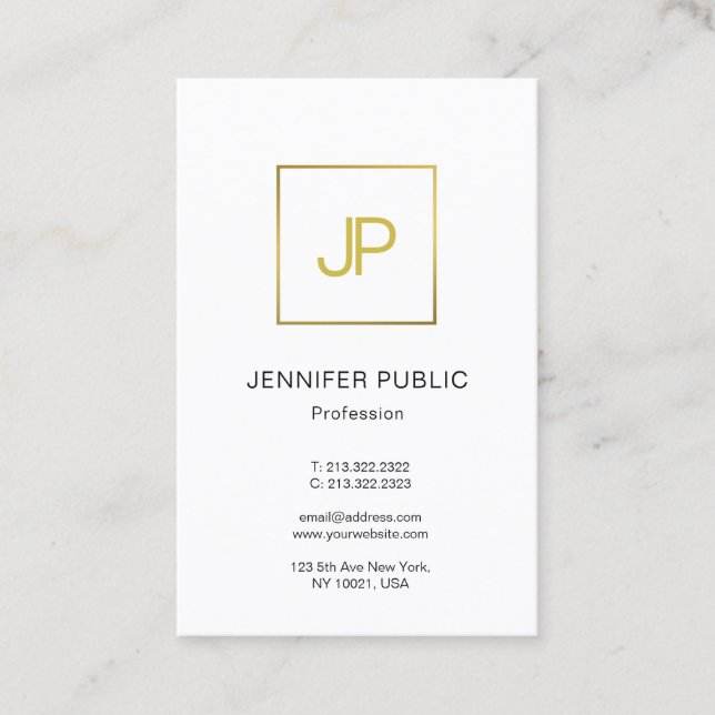 Modern Gold Monogram Elegant Professional Design Business Card (Front)