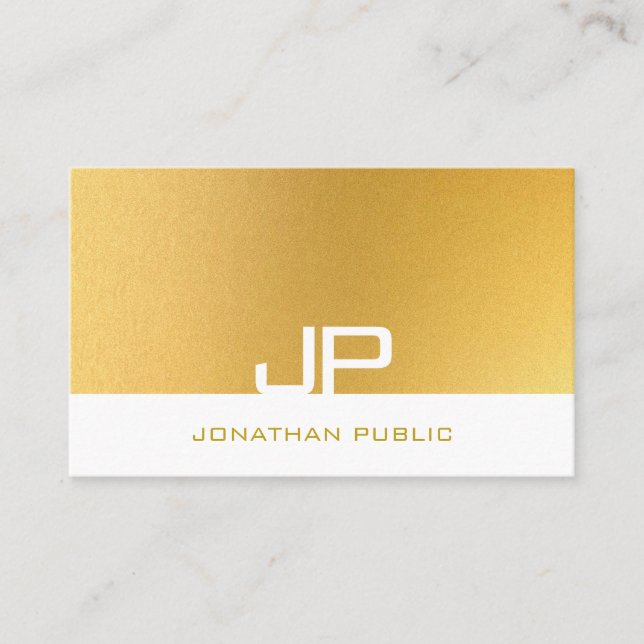 Modern Gold Monogram Elegant Template Trendy Business Card (Front)