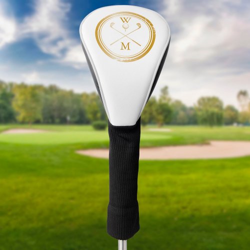 Modern Gold Monogram Initials Golf Head Cover