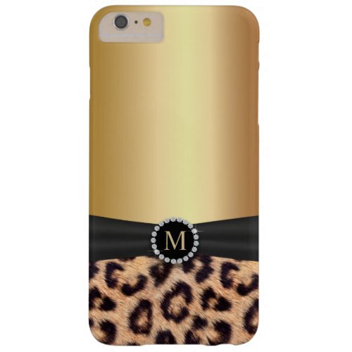 Modern Gold Monogram Leopard Barely There iPhone 6 Plus Case