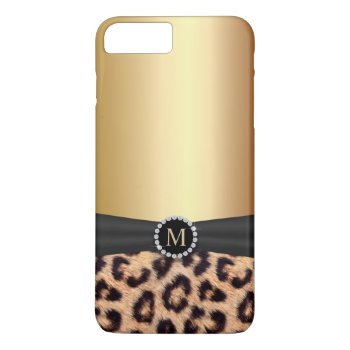 Modern Gold Monogram Leopard Iphone 8 Plus/7 Plus Case by caseplus at Zazzle