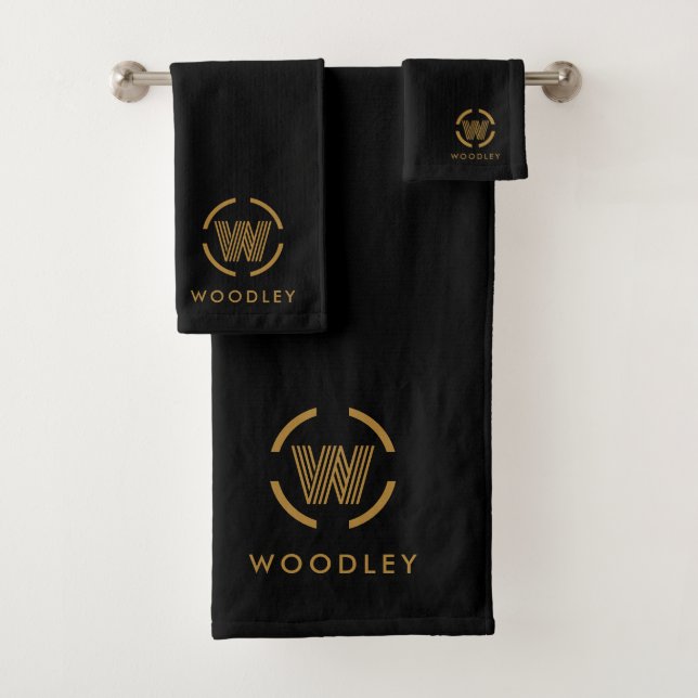 Modern Gold Monogram Logo Bath Towel Set (Insitu)