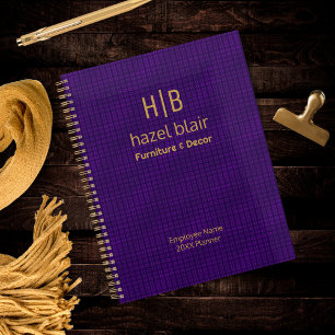 Modern Gold Monogram Logo Purple Squares Pattern Planner