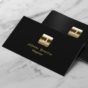 Modern Gold Monogram Magician Business Card