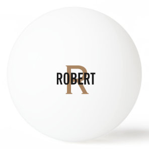 Modern gold monogram name Ping Pong Ball