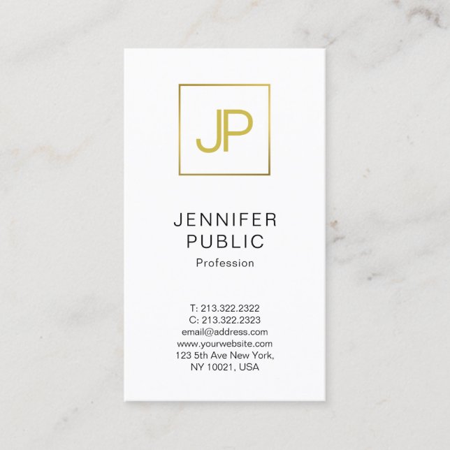 Modern Gold Monogram Professional Creative Design Business Card (Front)