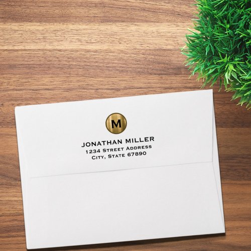 Modern Gold Monogram Return Address Envelope