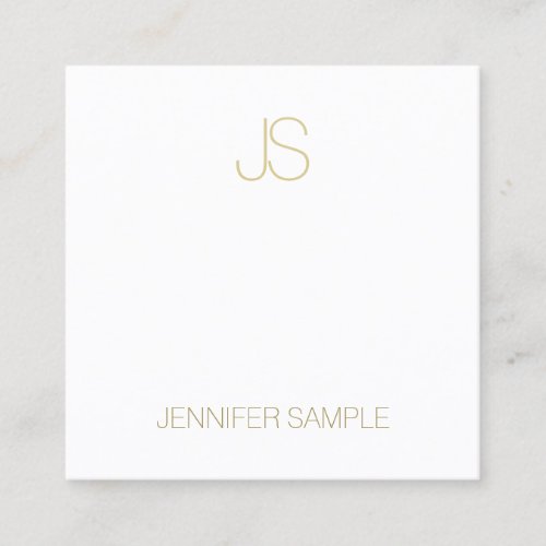 Modern Gold Monogram Smart Plain Fashionable Luxe Square Business Card