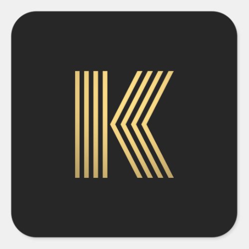 Modern Gold Monogram Square Sticker