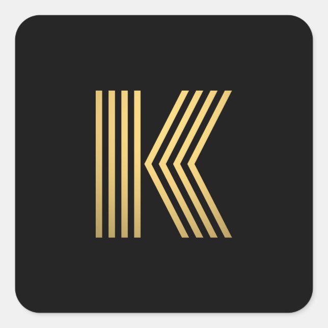 Modern Gold Monogram Square Sticker (Front)