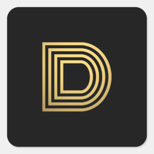Modern Gold Monogram Square Sticker