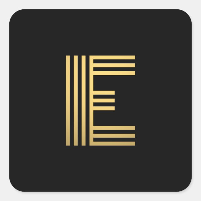 Modern Gold Monogram Square Sticker (Front)