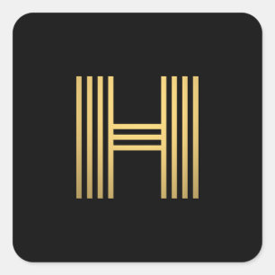 Modern Gold Monogram Square Sticker