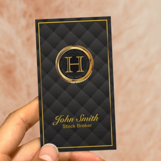 Customizable Gold Monogram Stock Broker Business Card