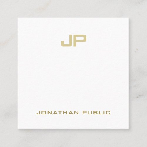 Modern Gold Monogrammed Cool Smart Template Square Business Card