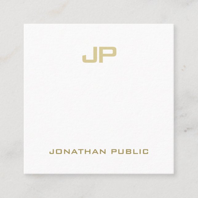 Modern Gold Monogrammed Cool Smart Template Square Business Card (Front)