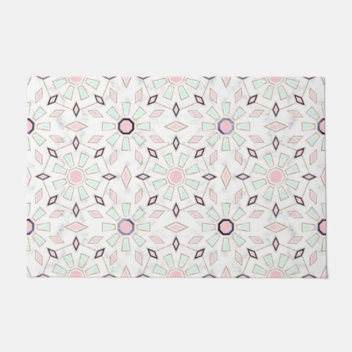 Modern gold Moroccan geometric flower marble image Doormat