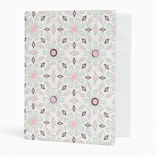 Modern gold Moroccan geometric flower marble image Mini Binder