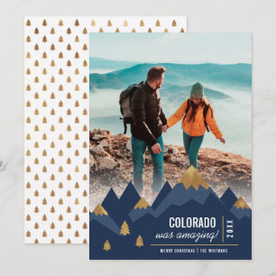Modern Gold Mountains Trip Photo Christmas Holiday Card