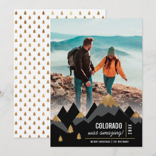 Modern Gold Mountains Trip Photo Christmas Holiday Card