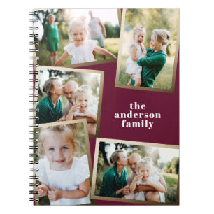 Modern gold multi photo family stylish notebook