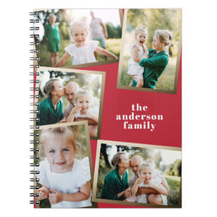 Modern gold multi photo family stylish notebook