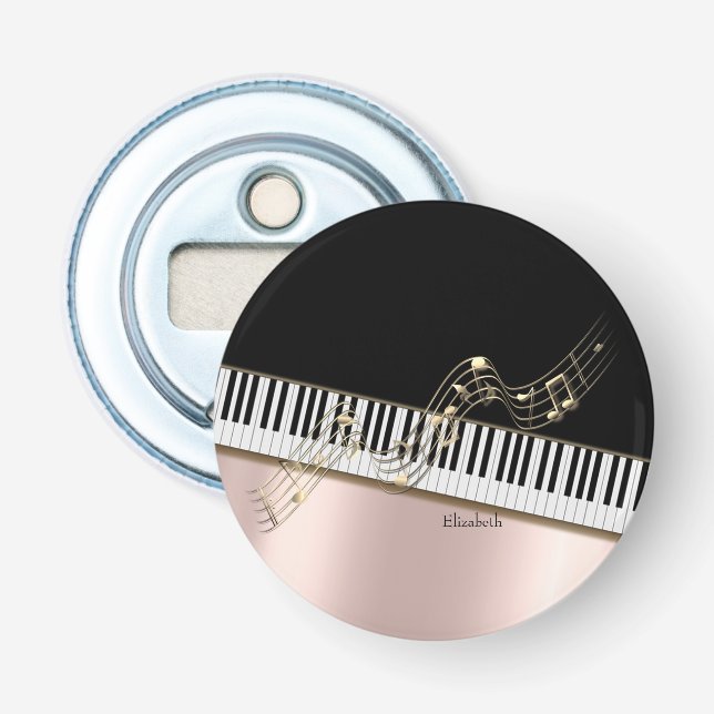  Modern Gold Music Notes,Piano Keys Rose Gold Bottle Opener (Front)