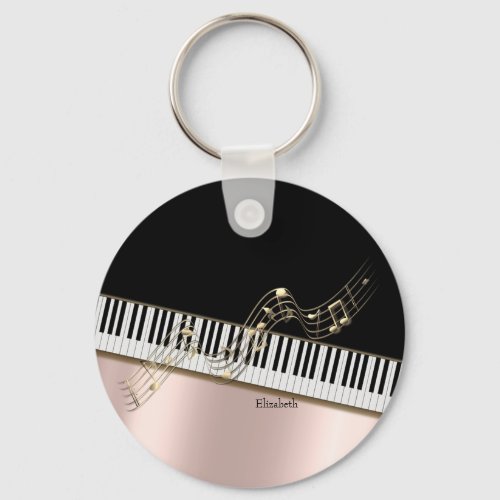  Modern Gold Music NotesPiano Keys Rose Gold   Keychain