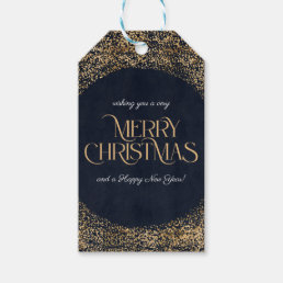 Modern Gold Navy Blue Merry Christmas Custom Text Gift Tags