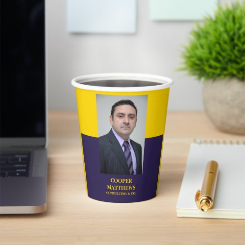 Modern Gold  Navy Professional Business Photo Paper Cups