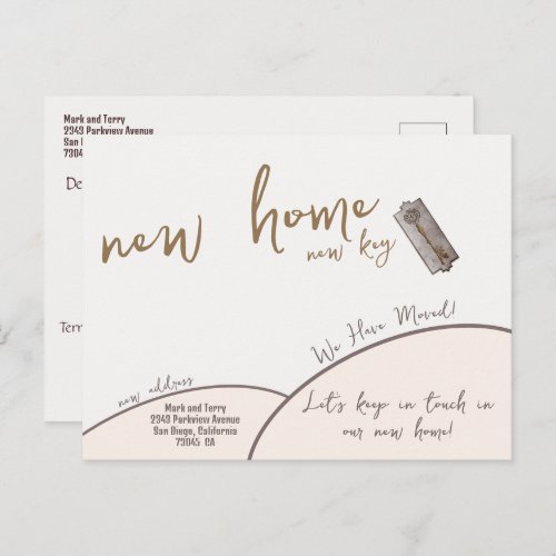Modern Gold New Home New Key We Have Moved Announcement Postcard