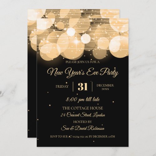 Modern Gold New Years Eve Party Invitation