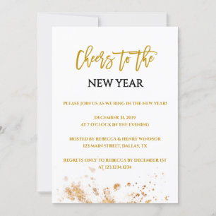 Modern Gold New Years Eve Party Invitations