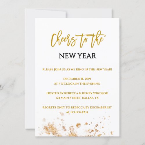 Modern Gold New Years Eve Party Invitations