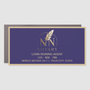 Modern Gold Notary Loan Signing Agent Personalized Car Magnet