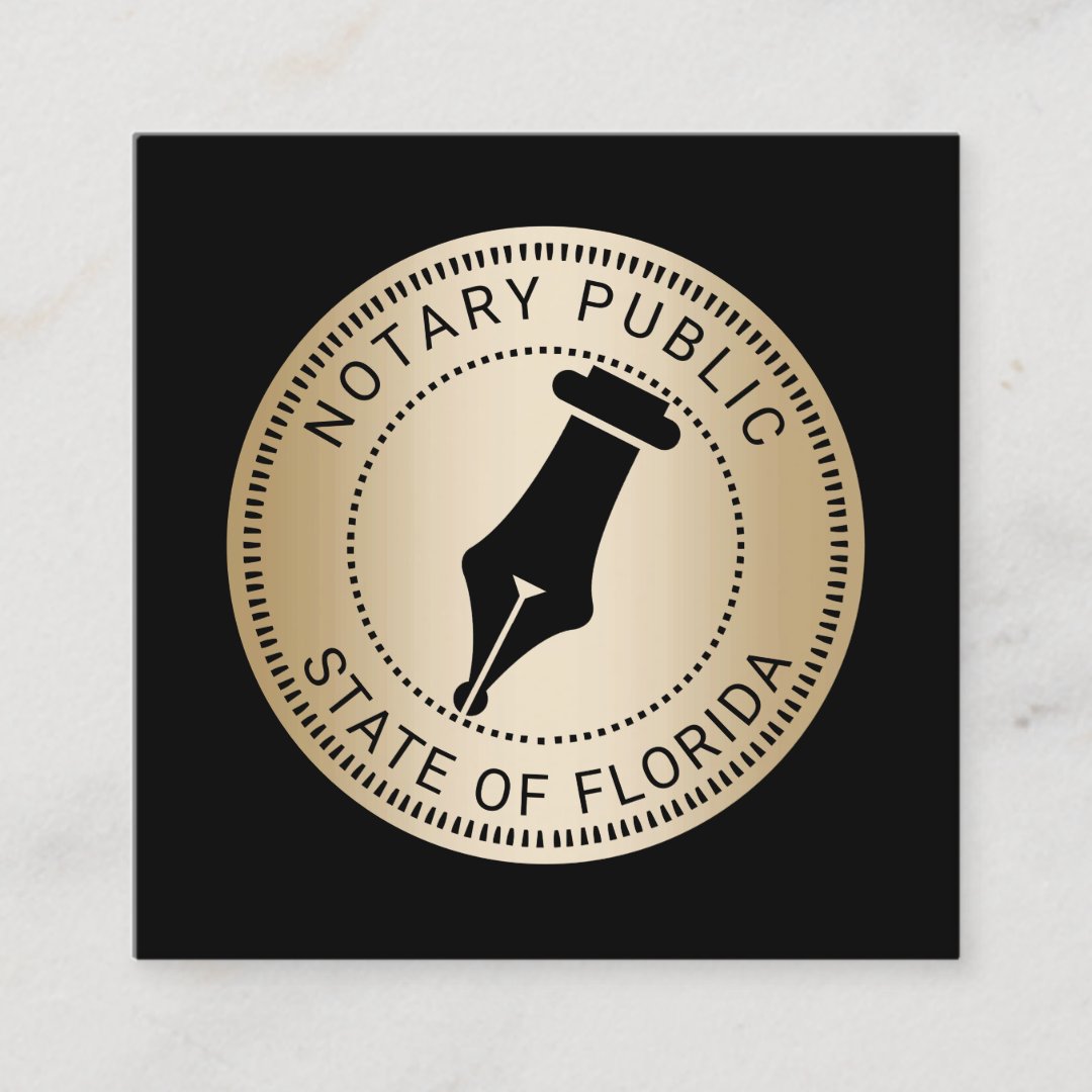 Modern Gold Notary Stamp Loan Signing Agent Square Business Card Zazzle
