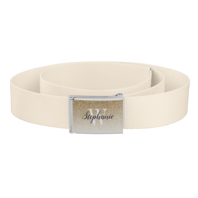 Modern Gold Ombre Faux Glitter Monogram Belt (Coil)