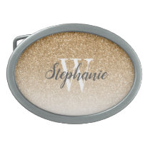 Modern Gold Ombre Faux Glitter Monogram Belt Buckle