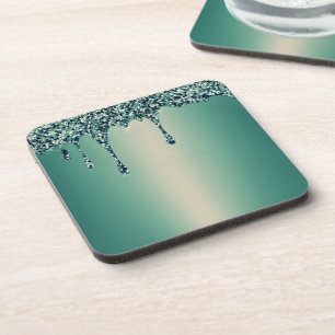Modern Gold Ombre Marble Glam Metallic Foil Beverage Coaster