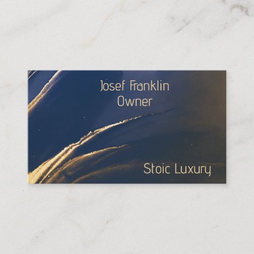 Modern Gold on Blue Alcohol Ink Business Card