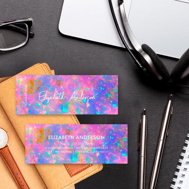 Modern Gold Opal Graduate Student Graduation Calling Card (Creator Uploaded)