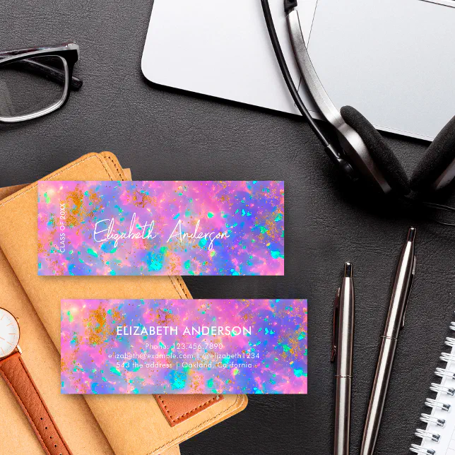 Modern Gold Opal Graduate Student Graduation Calling Card | Zazzle
