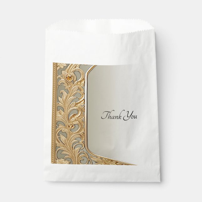 Modern Gold Ornate Favor Bag (Front)